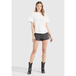 Khujo Blusenshirt »khujo T-Shirt TINCA«, Im Loose Fit Mit Spitze